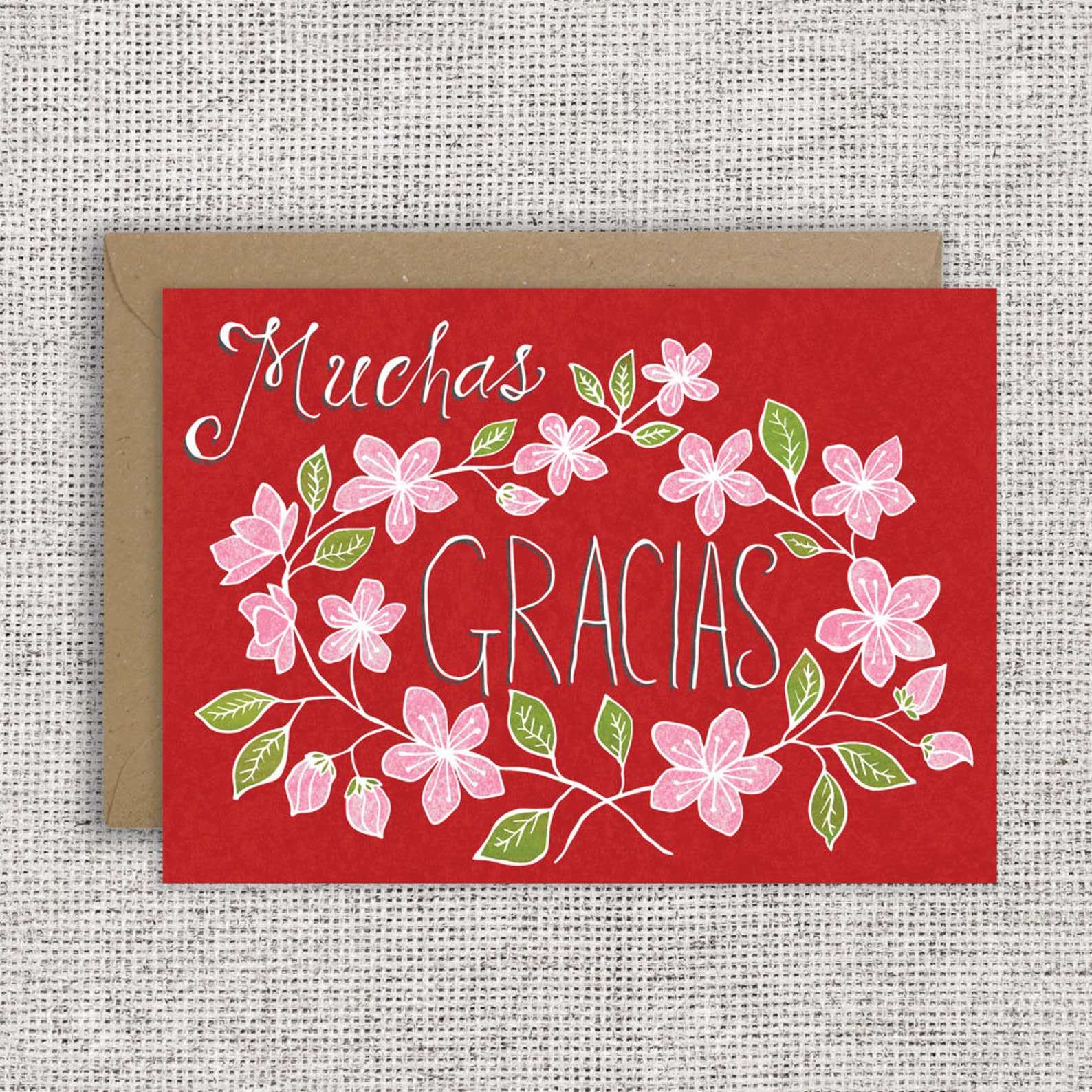 Muchas Gracias Card Floral Spanish thank you card | Etsy