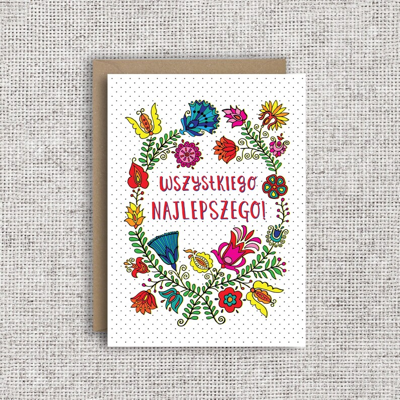 Polish Birthday Card wszystkiego Najlepszego Polish Folk Etsy UK