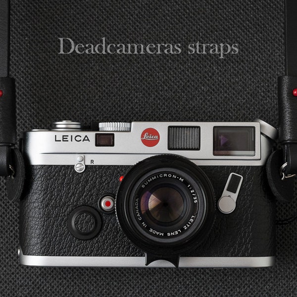 Vintage look Black leather Camera strap by Deadcameras - Shoulder/neck use