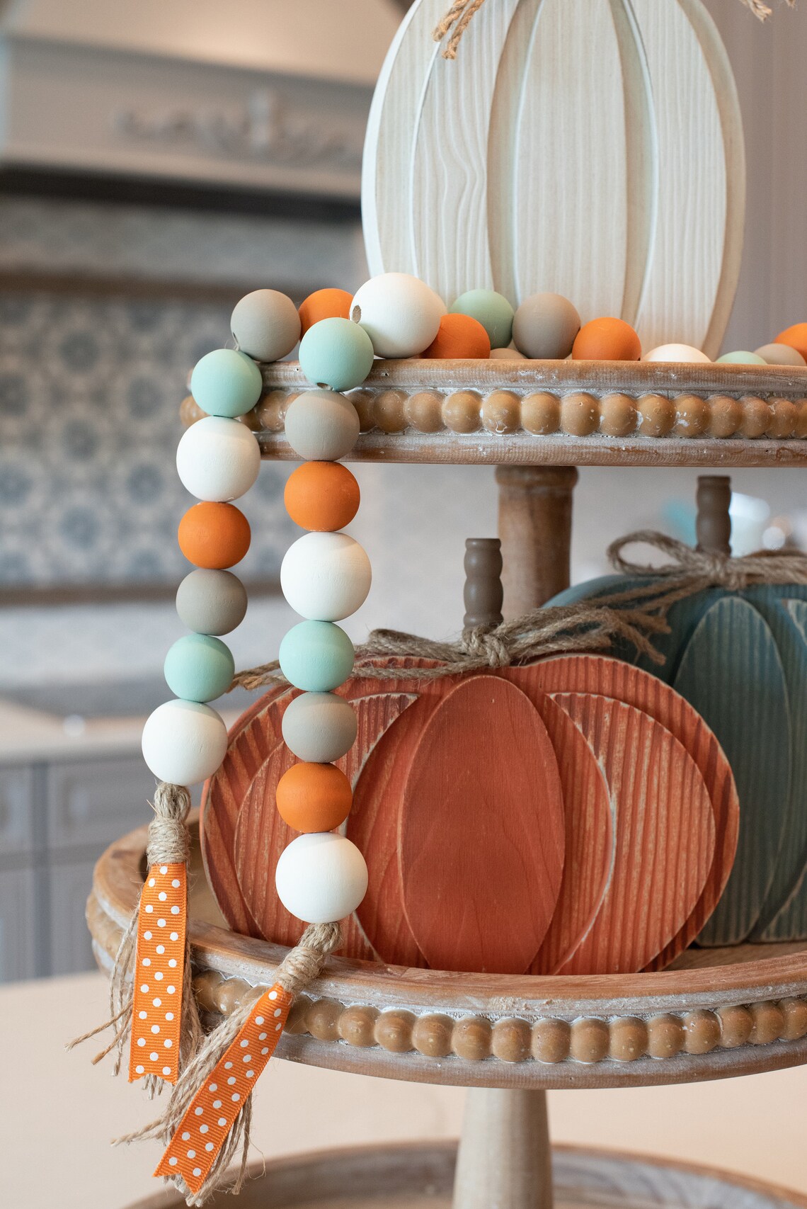 Fall Wooden Bead Garland Autumn Wooden Bead Garland | Etsy