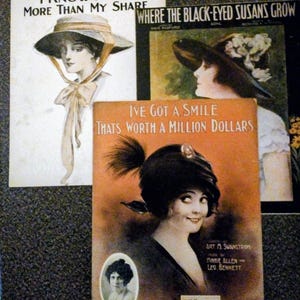 Ragtime Era Ladies Hats and Music 1916 to 1918. Rare.