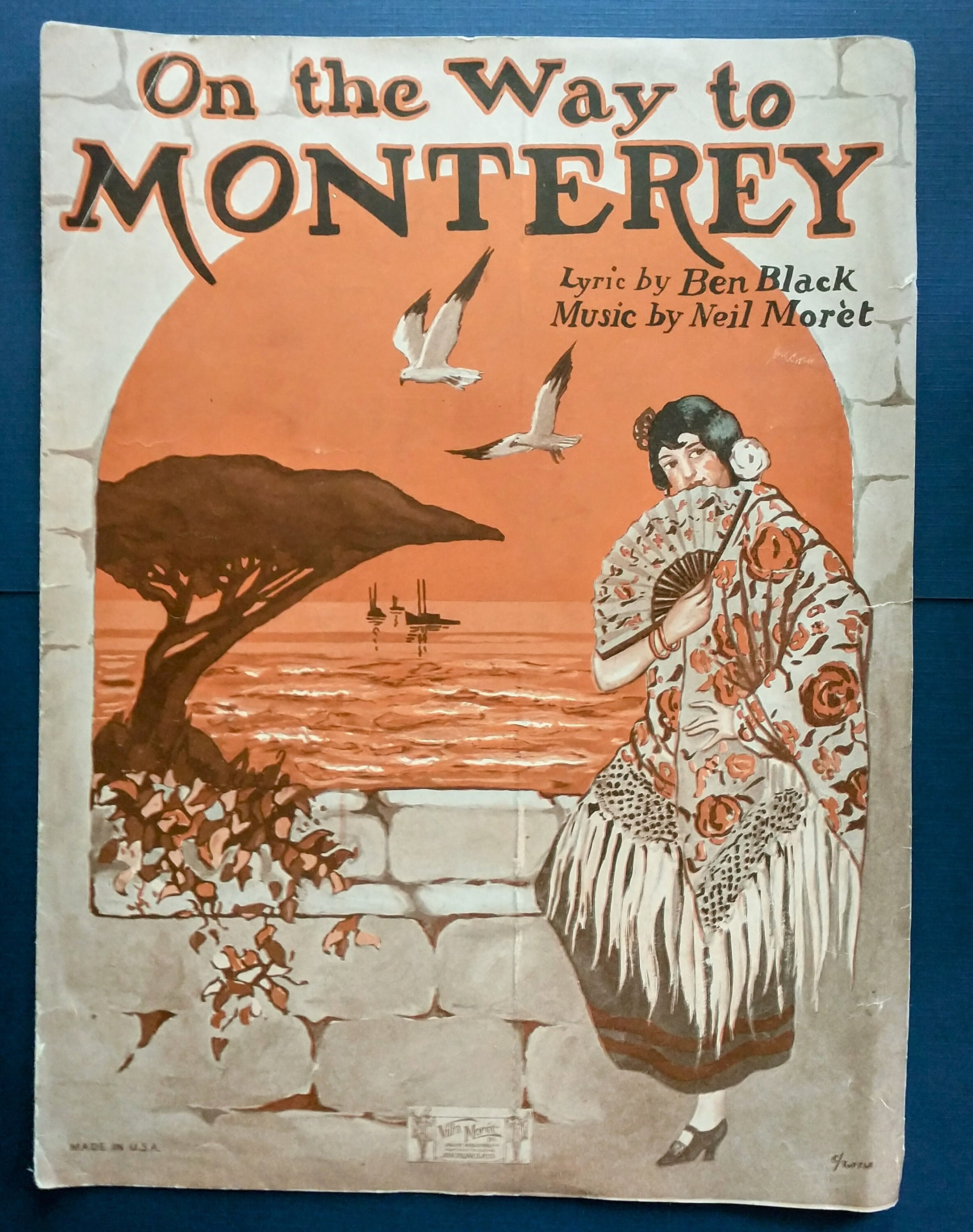 Vintage Sheet Music. on the Road to Monterey. Pop Song 1925. Art ...