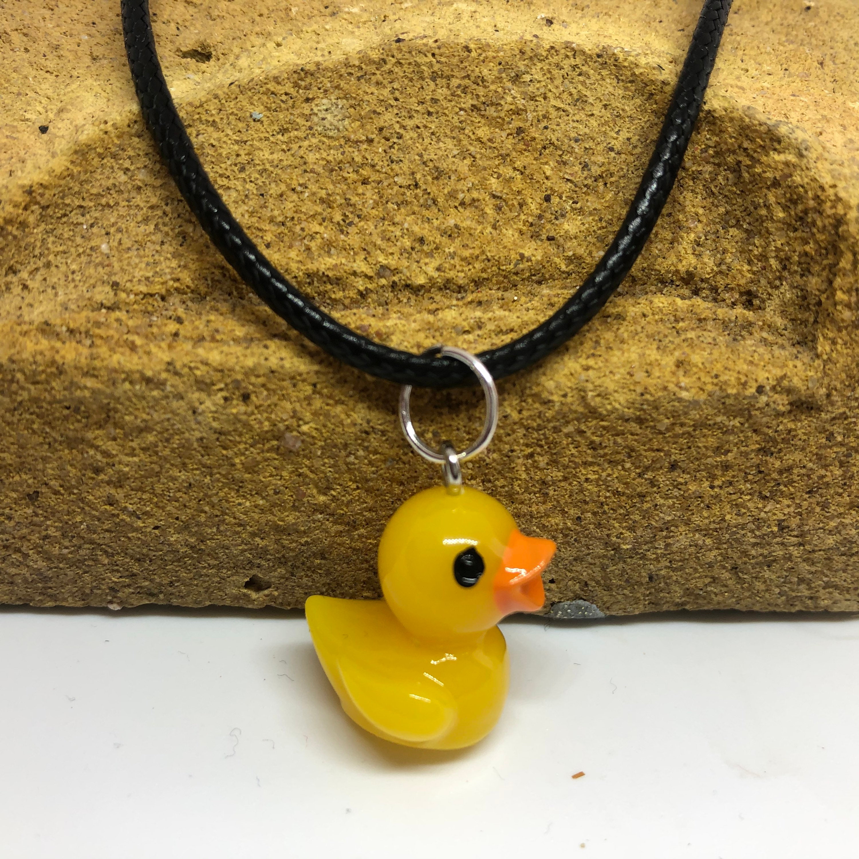 Rubber Duck Necklace On Leather Etsy