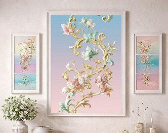 Pastel Rococo Printable Wall Art, Elegant French Decor, Romantic Vintage Style Poster
