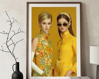 1960s Mod Fashion Printable Poster, Retro Style Wall Art, Vintage Digital Download Print