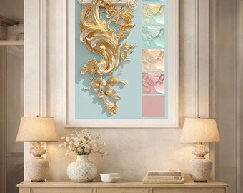 Druckvorlage im Pastell-Rokoko-Stil, elegante französische Blumenfarben, Poster im Vintage-Stil