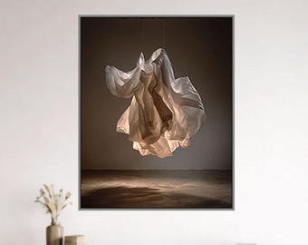 Neutral Tone Fabric Wall Art Print, Textile Abstract Poster, Minimalist Installation Style Artwork Print