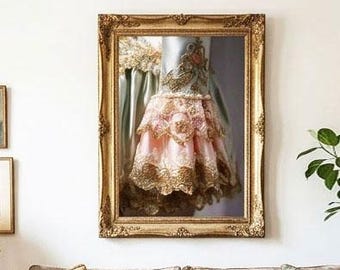 Romantic Fashion Poster, Lace Dress Wall Art, Vintage Inspired Fashion Photography, Soft Luxury Print