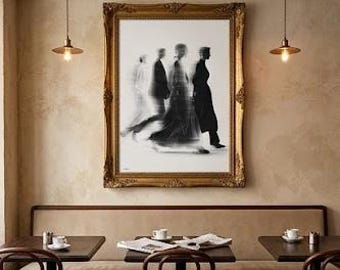 Motion Blur Fashion Silhouettes - Dynamic Unisex Runway Walking Art Print, Digital Download Instant