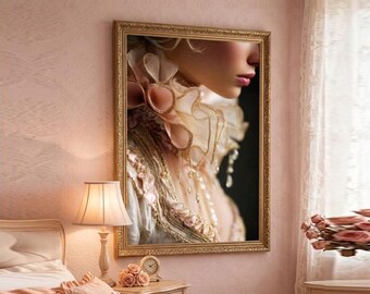 Elegant Rococo Style Wall Art, Vintage Couture Photography Print, Romantic Fashion Decor
