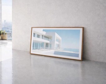 Ocean View Wide Minimalist Modern  Printable Print - Widescreen Architecture Print, Instant Digital Download