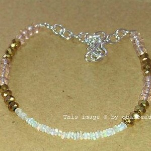 18 Carat Natural Ethiopian Welo Fire Opal Bracelet 3mm-4mm Rondelle Beads Sterling Silver Rondelle Beaded Jewelry ID OH-398