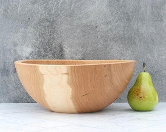 11'' Black Cherry Wooden Fruit Bowl or Wood Salad Bowl. Anniversary gift, wedding gift, or housewarming gift. #3322