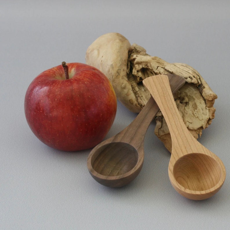 Coffee Scoop in Black Cherry or Black Walnut. Wooden Kitchen Utensil. Handmade Housewarming Gift. Wood Spoon. Measuring Sugar Spice Spoon. image 1