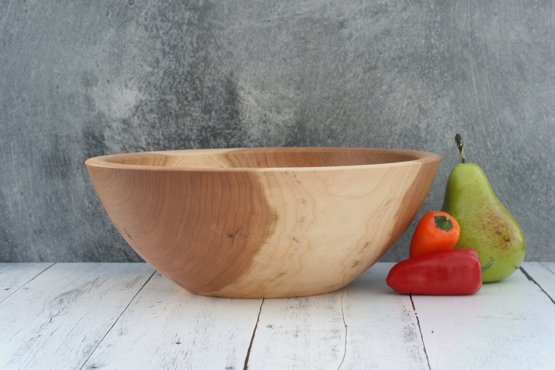 10'' Black Cherry Wood Salad Bowl. Deep Wooden Bowl. Etsy