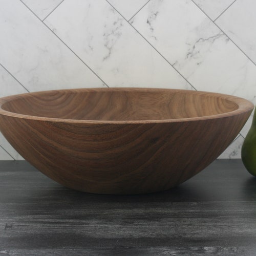 11'' shops Black Walnut Salad Serving Bowl. Wooden Turned Housewarming Gift. Wood Bowl. #3280