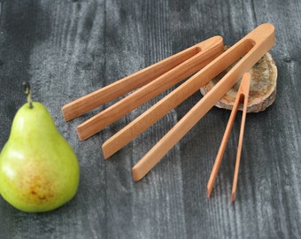 Wooden serving tongs. Toaster tongs, cooking tongs, appetizer tongs.