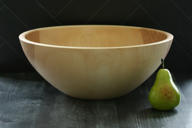 14'' to 17 Large Handturned Birch Wooden Salad Serving Bowls. You pick the size, we pick from our inventory. image 5