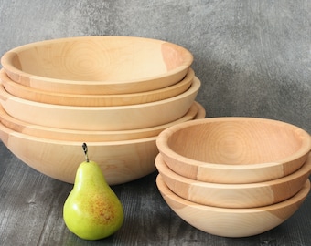 Handturned birch bowls. Salad, popcorn, candy, catch-all bowls. You pick the size, we pick from our inventory.