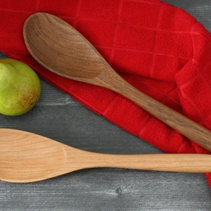 Large Handmade Black Cherry or Black Walnut Wooden Angled Spoon. Handmade Wood Spoon. image 5