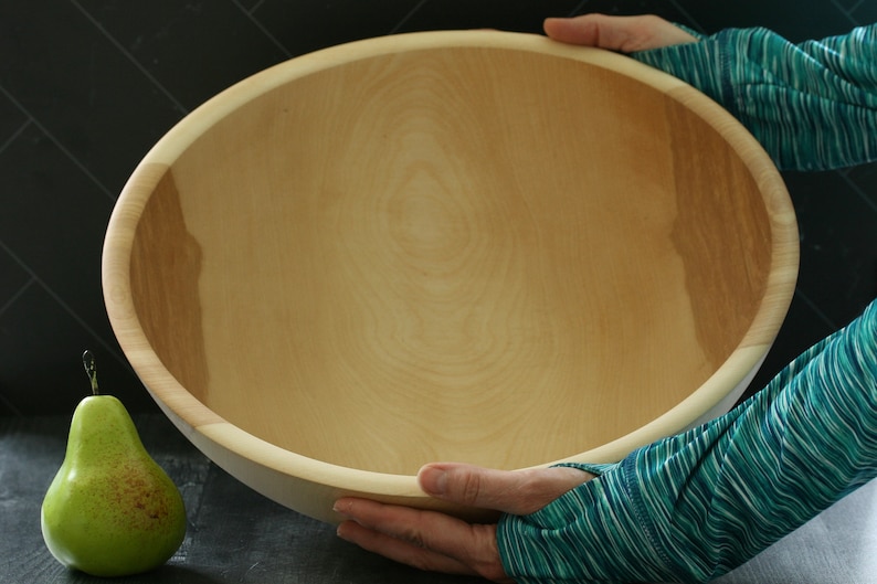 14'' to 17 Large Handturned Birch Wooden Salad Serving Bowls. You pick the size, we pick from our inventory. image 3