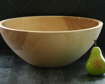 14'' to 17" Large Handturned Birch Wooden Salad Serving Bowls. You pick the size, we pick from our inventory.