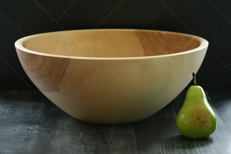 14'' to 17 Large Handturned Birch Wooden Salad Serving Bowls. You pick the size, we pick from our inventory. image 1