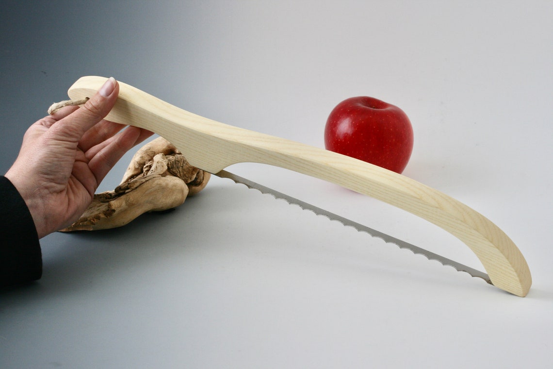 Bread Bow Knife in Hackberry. Wooden bread knife. Etsy