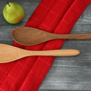 Large Handmade Black Cherry or Black Walnut Wooden Angled Spoon. Handmade Wood Spoon. image 4