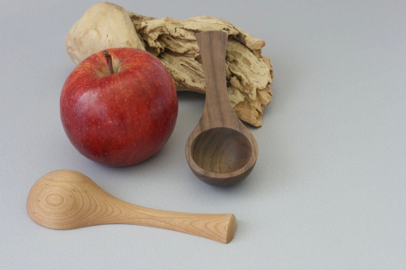 Coffee Scoop in Black Cherry or Black Walnut. Wooden Kitchen Utensil. Handmade Housewarming Gift. Wood Spoon. Measuring Sugar Spice Spoon. image 8