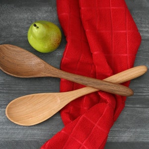 Large Handmade Black Cherry or Black Walnut Wooden Angled Spoon. Handmade Wood Spoon. image 6