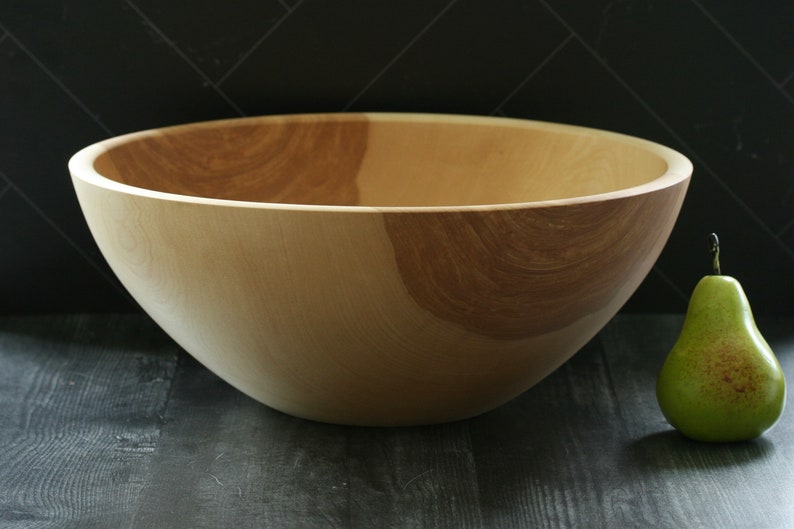 14'' to 17 Large Handturned Birch Wooden Salad Serving Bowls. You pick the size, we pick from our inventory. image 4