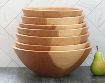 Artisan wood bowls. Handmade wood salad bowls, dough bowls, popcorn bowls.