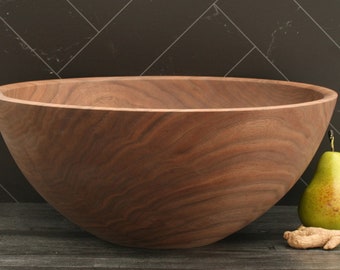 15'' Large Handturned Black Walnut Wooden Salad Serving Bowl. Bowl roulette, we pick from our inventory.