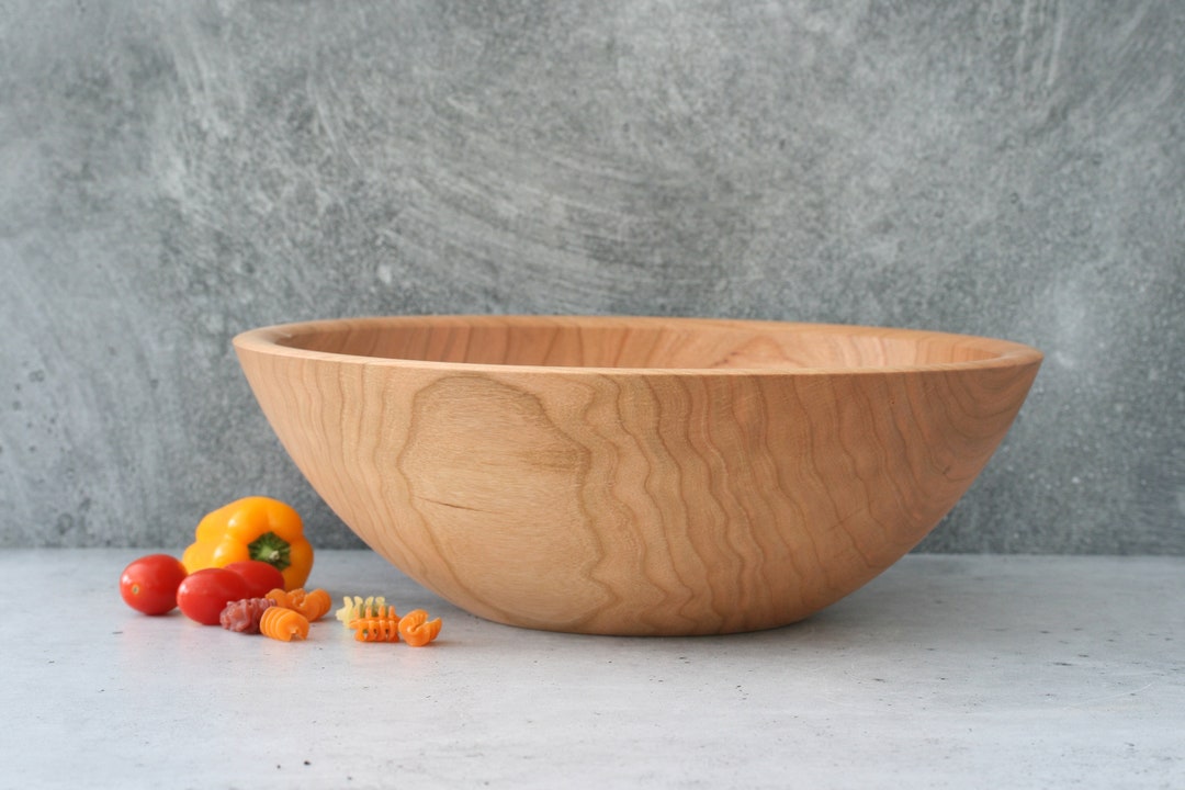 11'' Black Cherry Wood Salad Bowl Wooden Fruit Bowl. Etsy