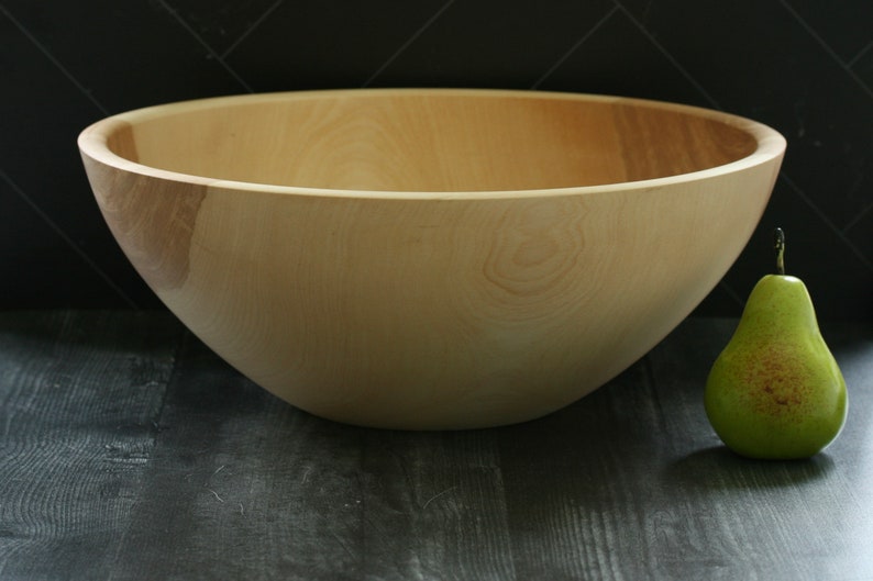 14'' to 17 Large Handturned Birch Wooden Salad Serving Bowls. You pick the size, we pick from our inventory. image 2