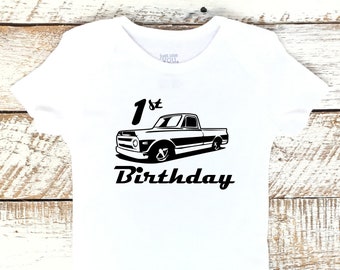 Boy's Birthday Chevy C10Truck Shirt, Chevy C10, First Birthday C10 Square Body, Slammed C10, Chevy Short Bed, 1st B-day, One Year Old