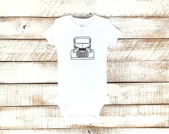 1941-1946 Chevy Front of Pickup Baby Boys Bodysuit, Slammed Chevy, Vintage Truck, Old Truck, Grill on Old Truck, Boy Shirt, Truck Graphic