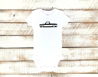 Chevy C10 Baby Boys Bodysuit/ Baby Boy Truck Shirt/ C10 Square Body Shirt/ Slammed C10 Shirt/ Chevy Short Bed/ Truck Graphic Tee Shirt