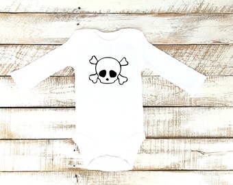 Baby Boy Halloween Outfit, Poison Skull and Cross Bones Costume for Toddlers, Bodysuit, Boy Photoshoot for October, Kids