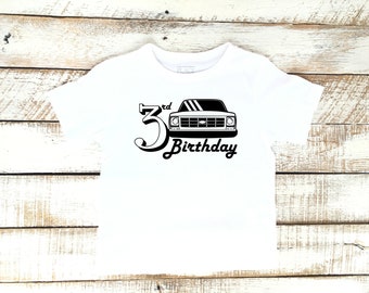 3rd Birthday Truck Shirt, Chevy C10 Toddler Boys, Truck Front Grill, C10 Square Body, Slammed C10, Chevy Short Bed, Third B-day, 3 Year Old