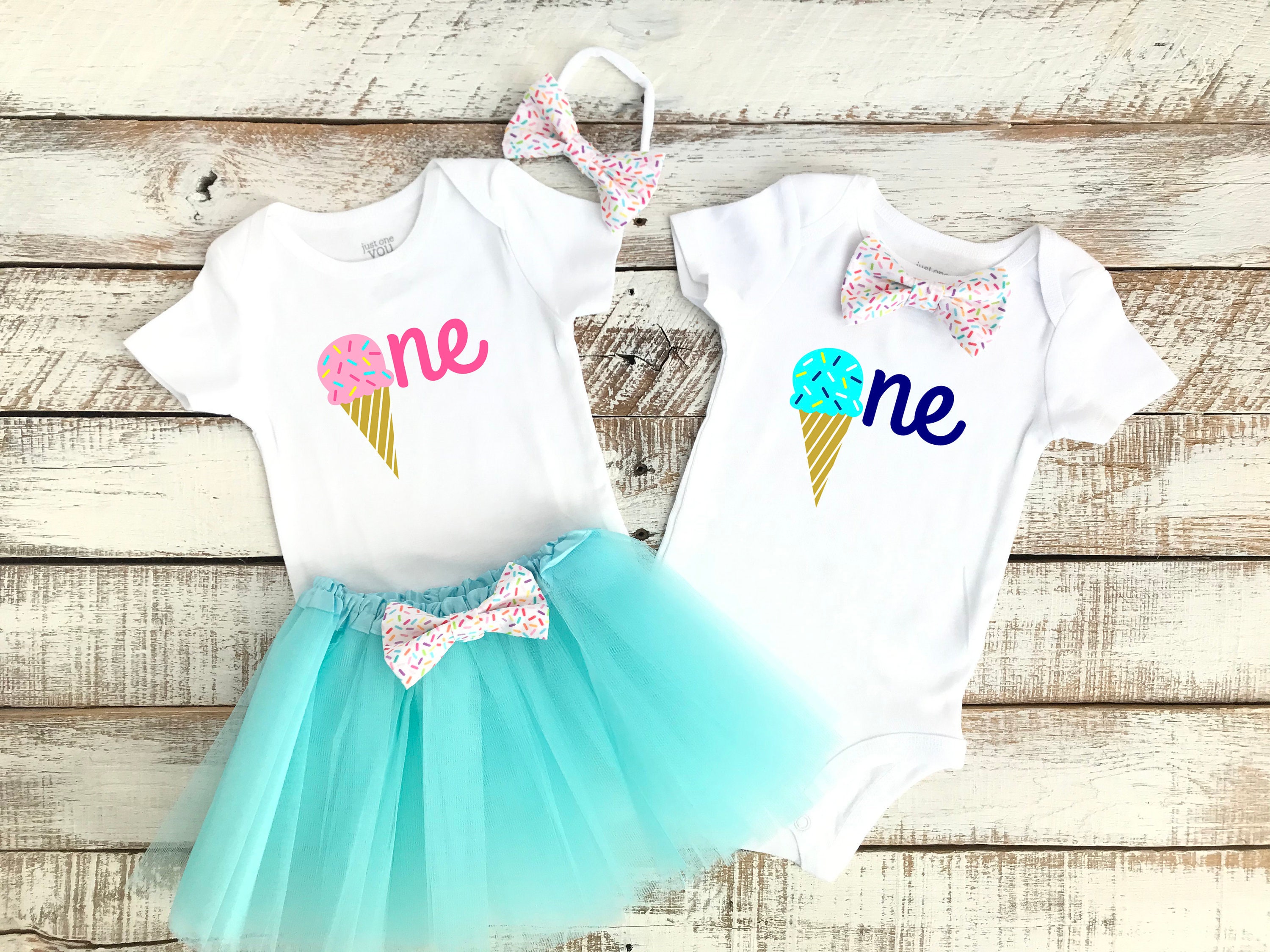 Twins Turquoise Ice Cream Birthday 
