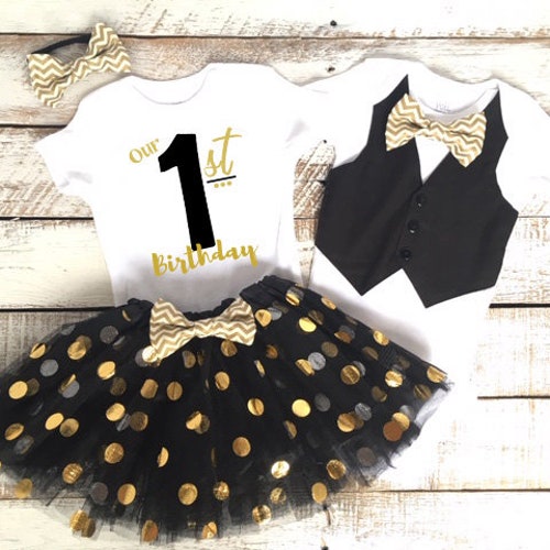 Twin Birthday Outfits Boy and Girl Twins Our First Birthday | Etsy