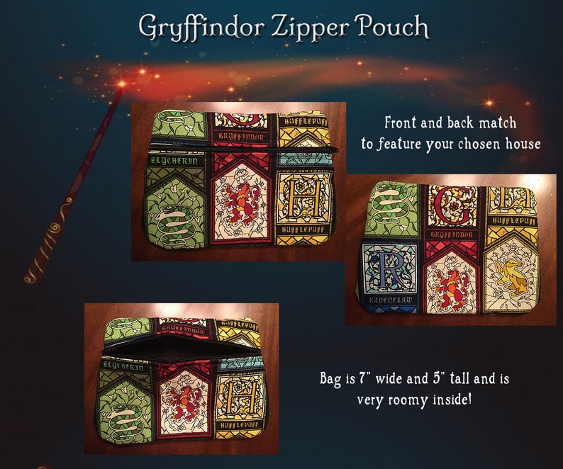 Harry Potter and Hogwarts House Zipper PouchBag