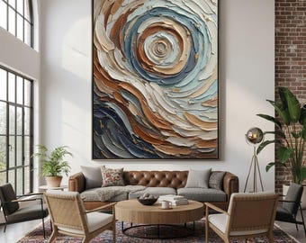 Hand-painted Thick Textured Canvas Oil Painting,Impasto Abstract Artwork Decor,Boho Wall Decor,Minimalist Modern Living Room Decor Work