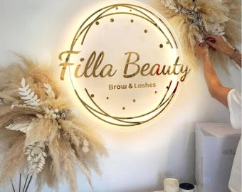 Custom Logo Neon Sign for Business,3D Acrylic Office Wall Decor,Office Nail Restaurant Clinic Salon Logo Sign,Personalized Company Signage