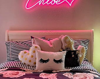 LED Name Neon Light With Heart,Custom Name Neon Sign,Bedroom Decor Sign,Name Light,College Dorm Neon Sign,Gift for Her/Him,Personalized Sign
