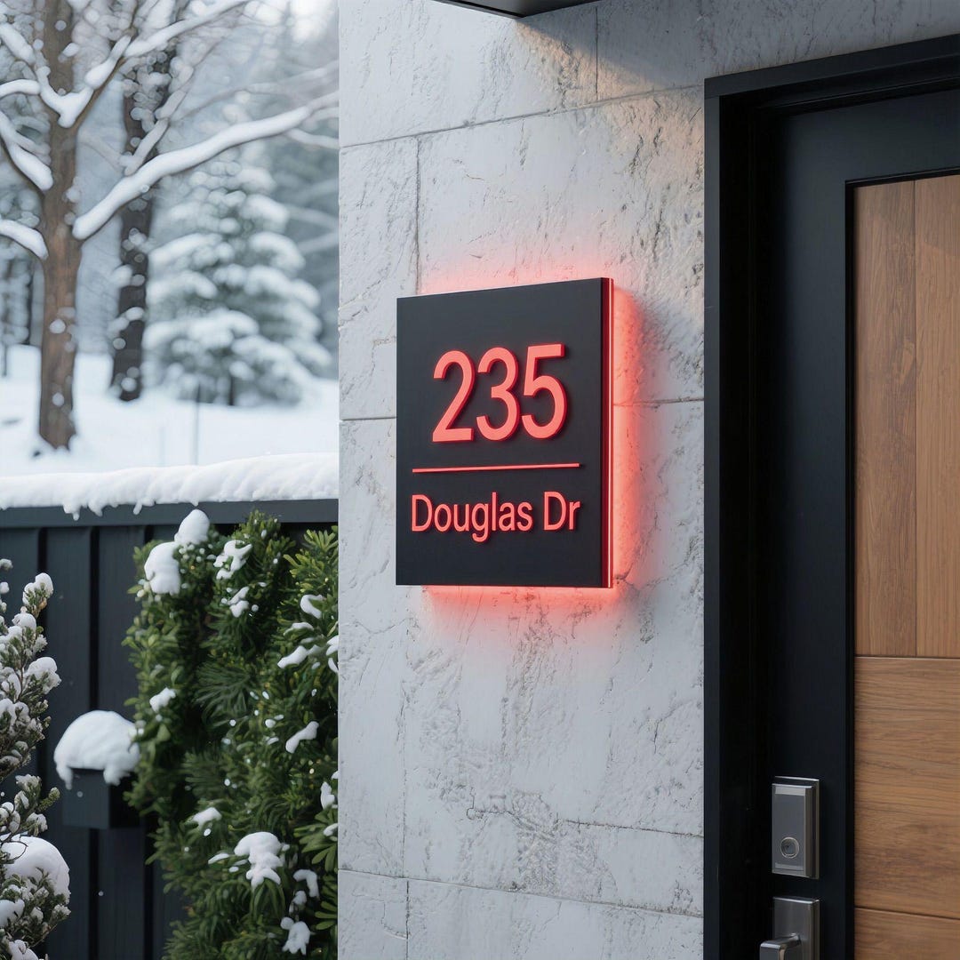 Address Light Box Outside,metal Wall Decor,led Address Plaques,house ...