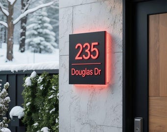 Address Light Box Outside,Metal Wall Decor,Led Address Plaques,House Decor Sign,BackLit LED House Number,Sign,Illuminated LED House Sign