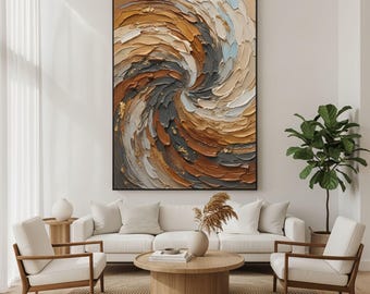 3D Textured Colorful Abstract Canvas Oil Painting,Bold Abstract Artwork,Boho Wall Decor,Brown Abstract painting,Large Bedroom Home Decor